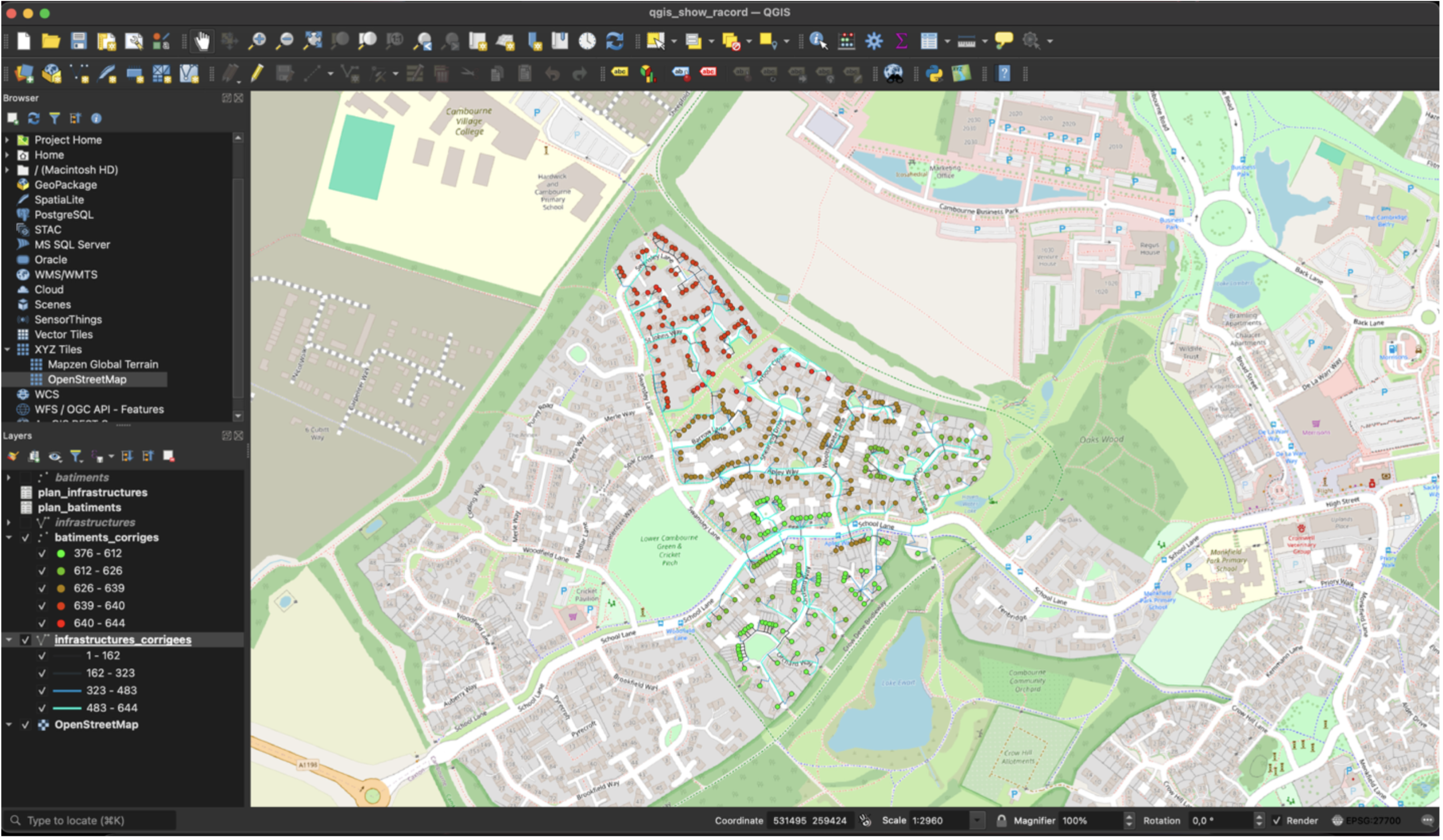 Raccordement electrique QGIS